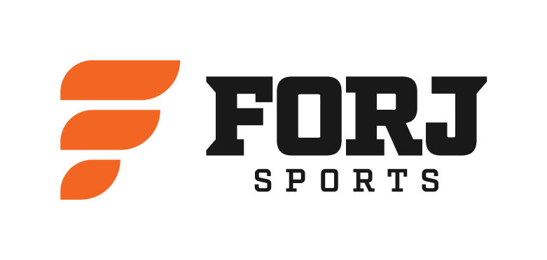 FORJ Master lockup, black wordmark, on light