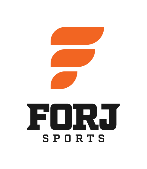 FORJ Stacked lockup, black wordmark, on light